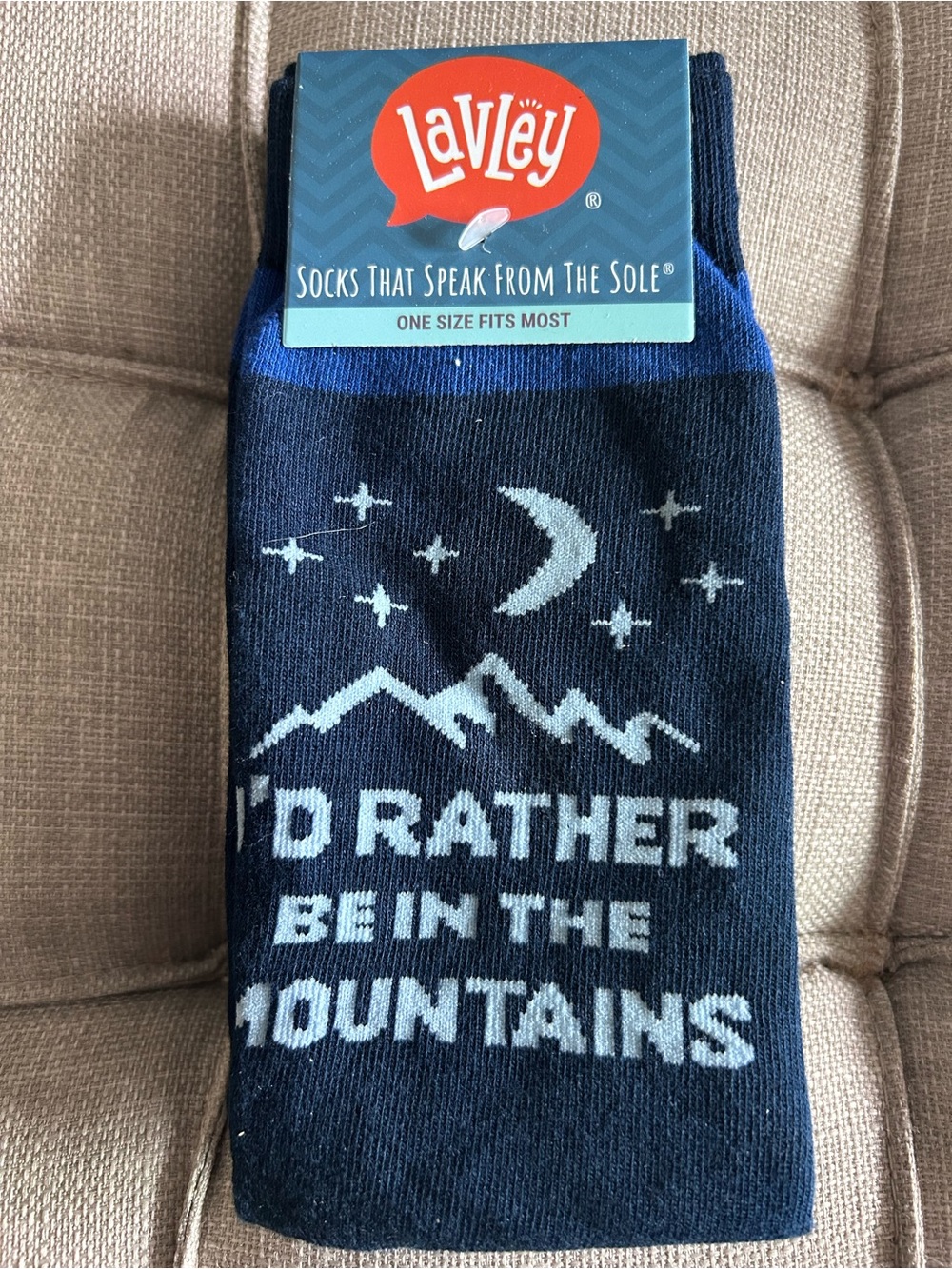 Men's Navy 'I'd Rather Be In The Mountains' Crew Socks